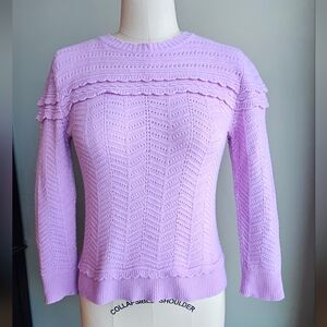 J.Crew Scalloped Wool Blend Crewneck Liliac Sweater, Women's Medium so soft